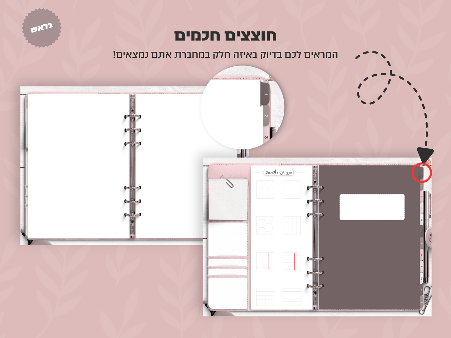 מחברת דיגיטלית בעיצוב ריאליסטי | 8 סוגי דפים | 12 חוצצים